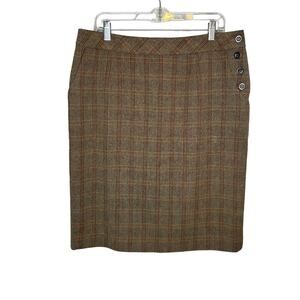 Pendleton Virgin Wool Tiny Houndstooth Plaid Knee Length Straight Skirt Size 14